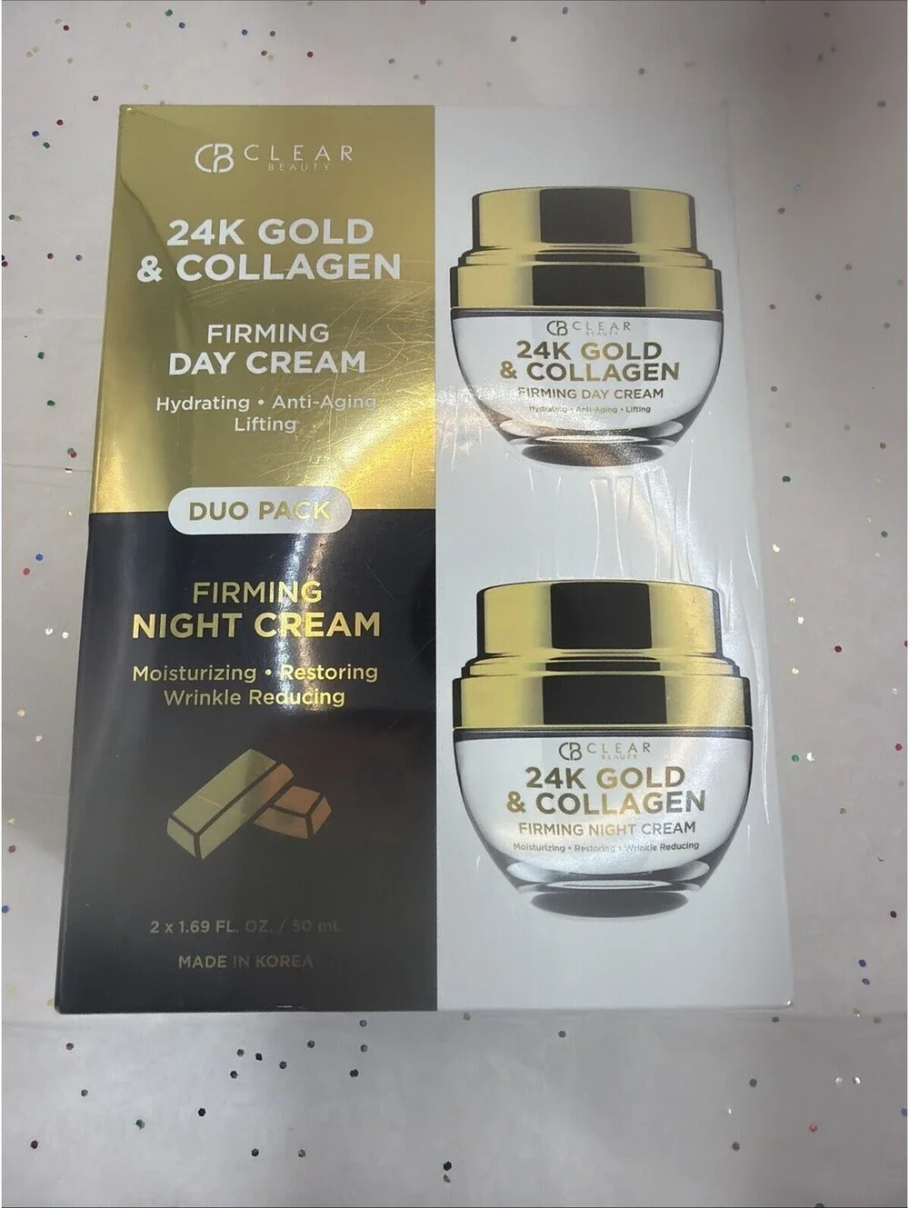 Clear Beauty 24K Gold & Collagen Firming Day Cream & Night Cream Duo Set